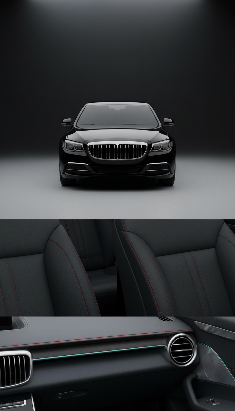 Black Executive Sedan With Leather Interior